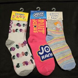 Kids Socks 3 Pair Set Candy Theme Dots Jolly Rancher Blow Pop Fun NWT Size 9-3.5